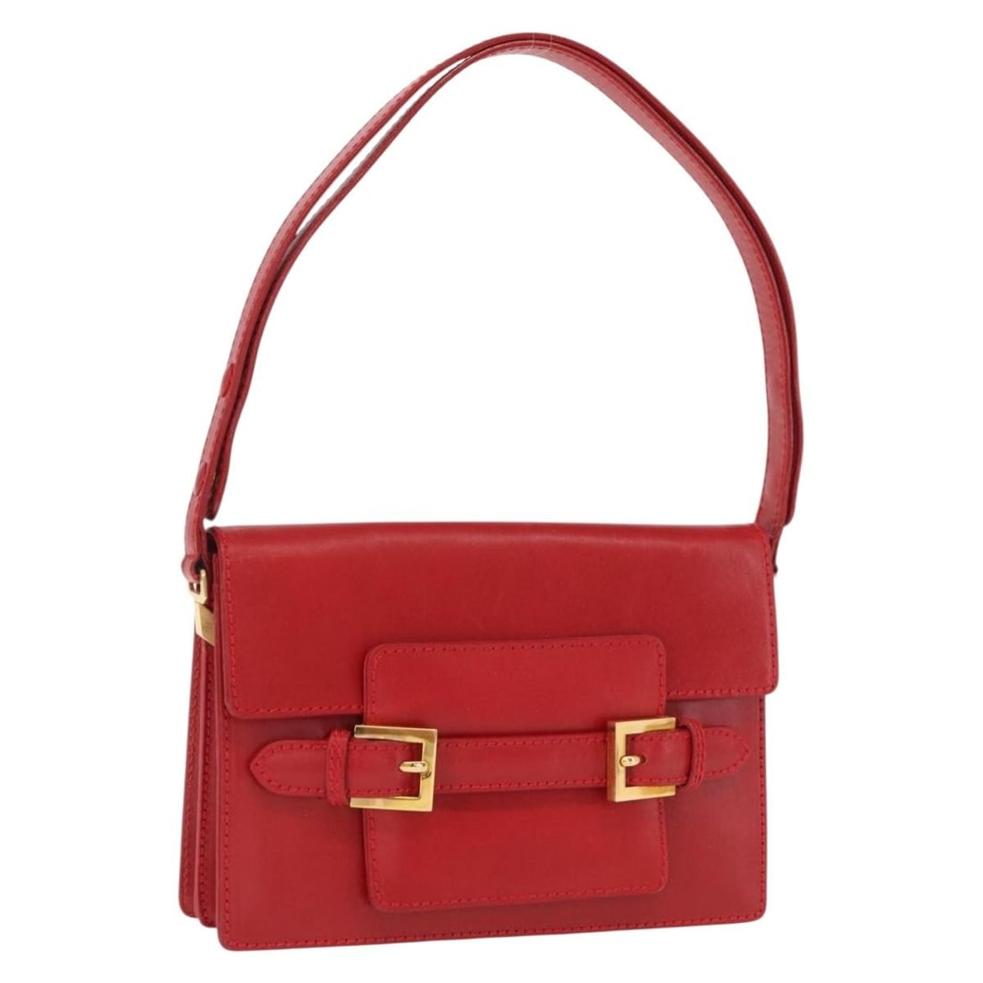 Red Leather FENDI Shoulder Bag with Gold Accents Made in Italy (1 of 18)
