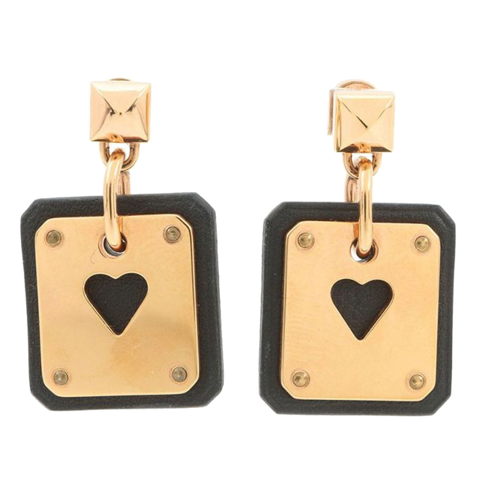 Hermes As De Coeur Earrings Gold Plated Swift Leather Push Back: Hermes As De Coeur Earrings Gold Plated Swift Leather Push Back These Hermes As De Coeur earrings feature a gold-plated metal and leather construction with push-back closures. Made in France, these ea