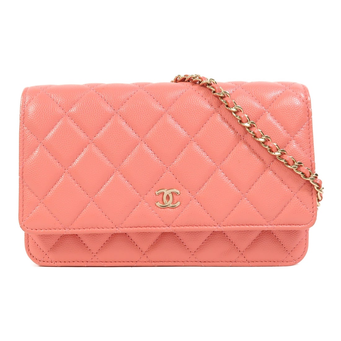 Chanel Pink Calfskin Wallet On Chain Shoulder Bag with CC Gold Hardware (1 of 18)