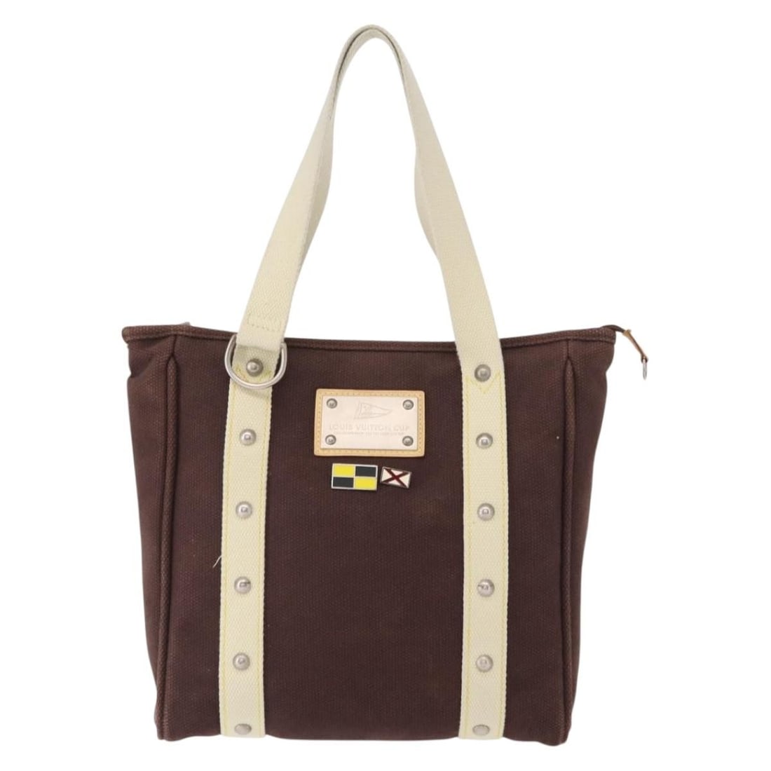 Louis Vuitton Brown Canvas Antigua Tote Bag 28cm by 29cm by 9cm: Louis Vuitton Brown Canvas Antigua Tote Bag 28cm by 29cm by 9cm This Louis Vuitton Antigua Tote in brown canvas is designed for women and features a classic silhouette. The bag shows signs of use incl