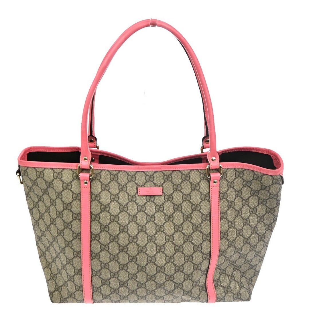 Gucci Joy Brown Leather Tote Bag 34cm by 26cm by 15cm: Gucci Joy Brown Leather Tote Bag 34cm by 26cm by 15cm This Gucci Joy Tote for women features brown leather construction with the classic GG coated canvas. The bag measures 34cm x 26cm x 15cm and is ma
