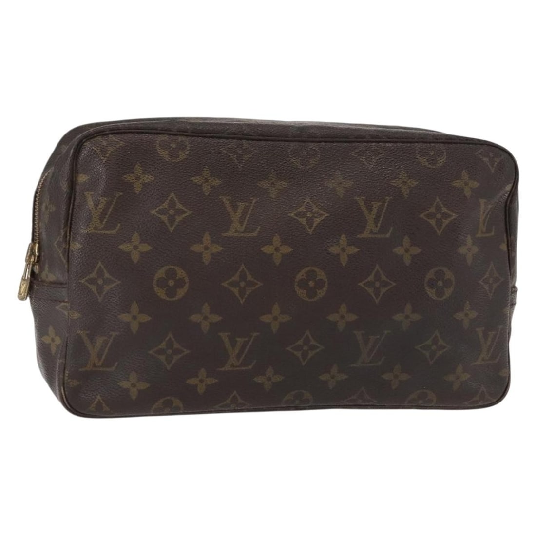 Louis Vuitton Monogram Canvas Trousse Toilette Pouch Bag: Louis Vuitton Monogram Canvas Trousse Toilette Pouch Bag The Louis Vuitton Trousse Toilette clutch bag features the iconic monogram canvas in brown. Designed for women, this pre-owned item shows signi