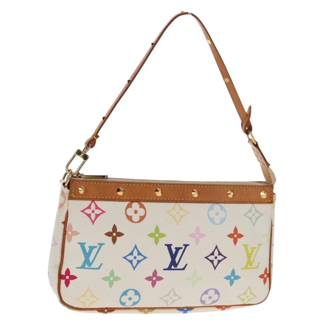 Louis Vuitton Multicolor Pochette Accessoires Pouch M92649 White Canvas (1 of 18)