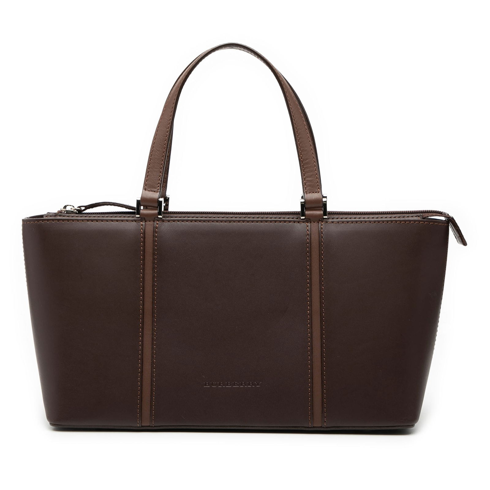 Brown Leather Tote Bag by Burberry with Interior Pockets (1 of 6)