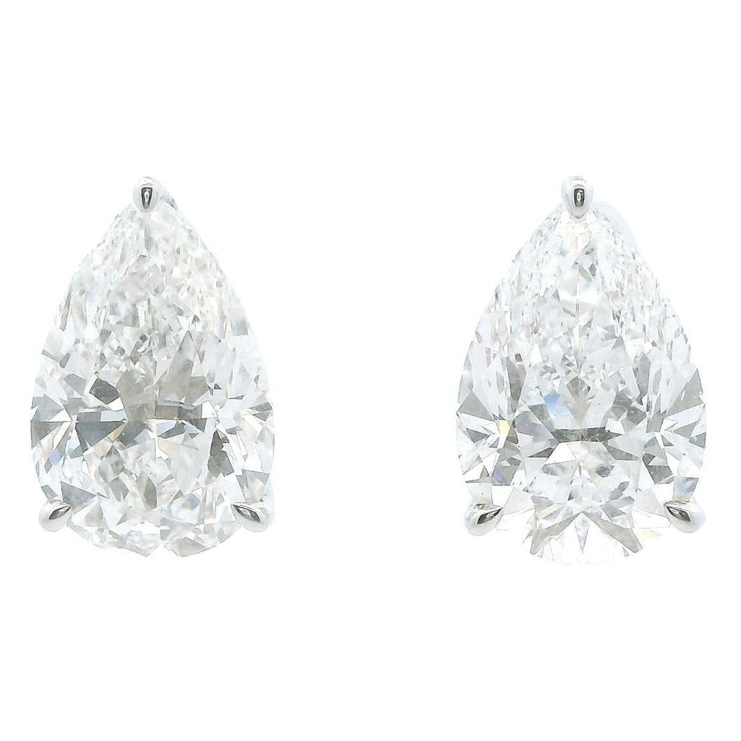 GIA 10.05ct Pear Diamond Stud Earrings 18k White Gold - 5