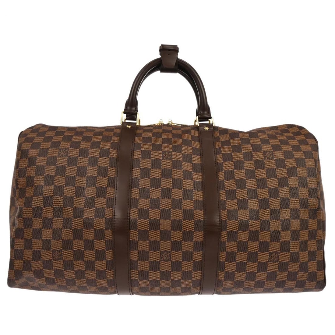 Louis Vuitton Keepall 50 Damier Brown Canvas Travel Duffle Bag N41427: Louis Vuitton Keepall 50 Damier Brown Canvas Travel Duffle Bag N41427 This Louis Vuitton Keepall 50 is a stylish travel duffle handbag crafted from signature Damier canvas leather in brown. Designed f