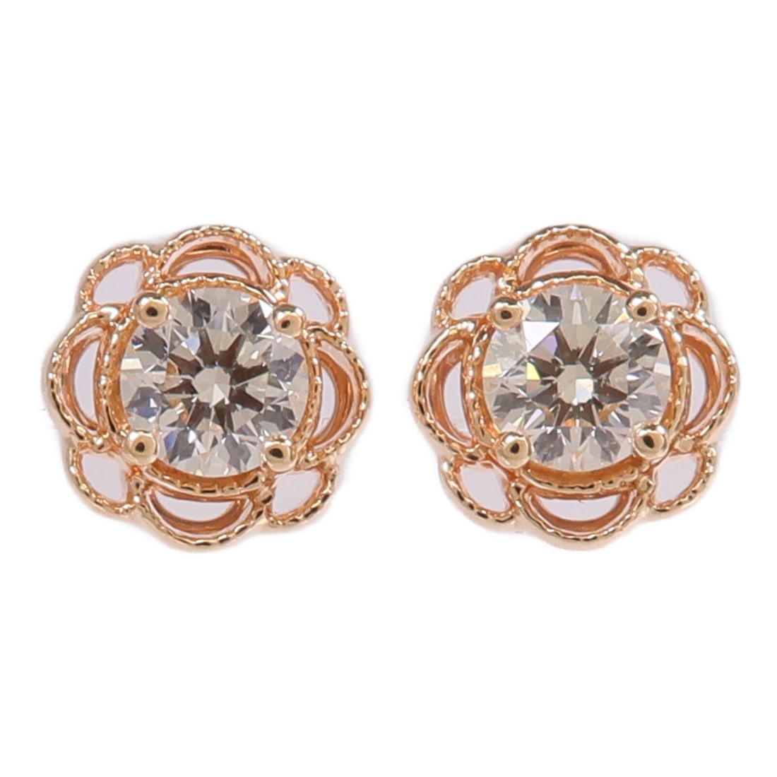 Diamond Pierced Earrings in 18K Rose Gold Setting (1 of 7)