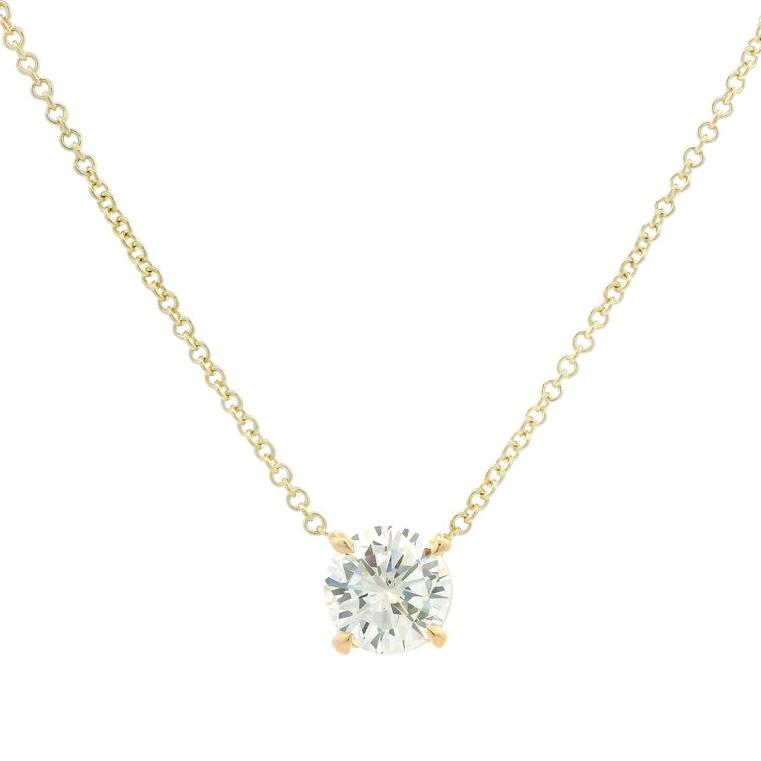 14K Yellow Gold 0.68ct Diamond Solitaire Pendant Necklace Adjustable (1 of 9)
