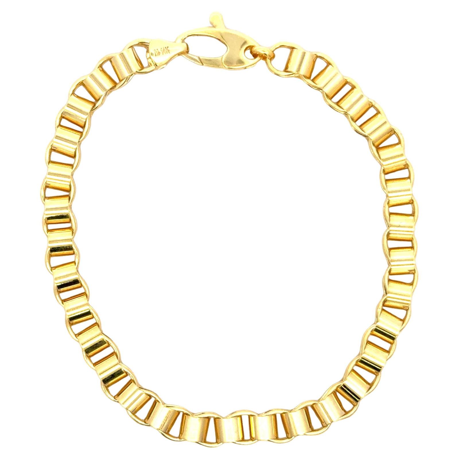 14K Yellow Gold Interlocking Tube Link Bracelet by Harbor Diamonds: 14K Yellow Gold Interlocking Tube Link Bracelet by Harbor Diamonds This elegant 14 Karat Yellow Gold Interlocking Tube Link Bracelet showcases a contemporary design, expertly crafted from high-quality