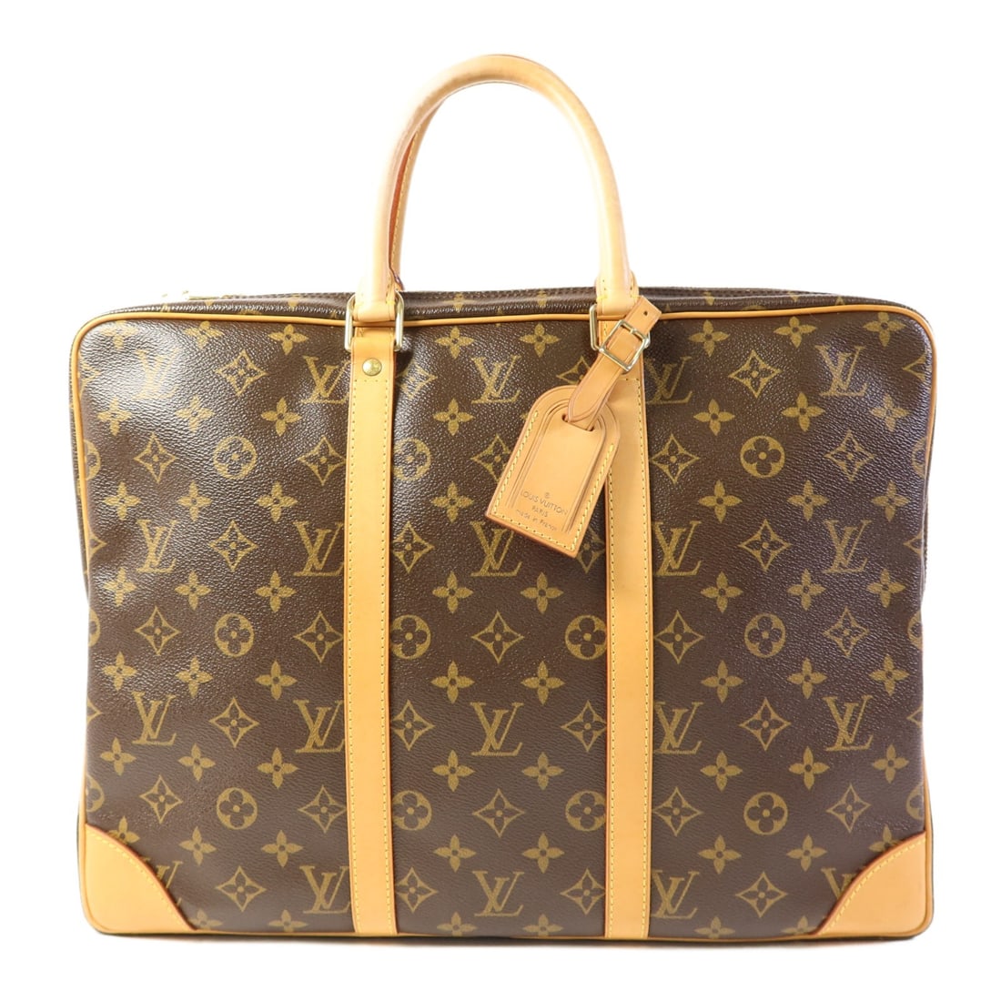 LOUIS VUITTON Porte Documents Voyage PM Briefcase Monogram Brown GHW M40226: LOUIS VUITTON Porte Documents Voyage PM Briefcase Monogram Brown GHW M40226 The LOUIS VUITTON Porte Documents Voyage PM Hand Bag is a sophisticated briefcase crafted from durable PVC coated canvas, fe