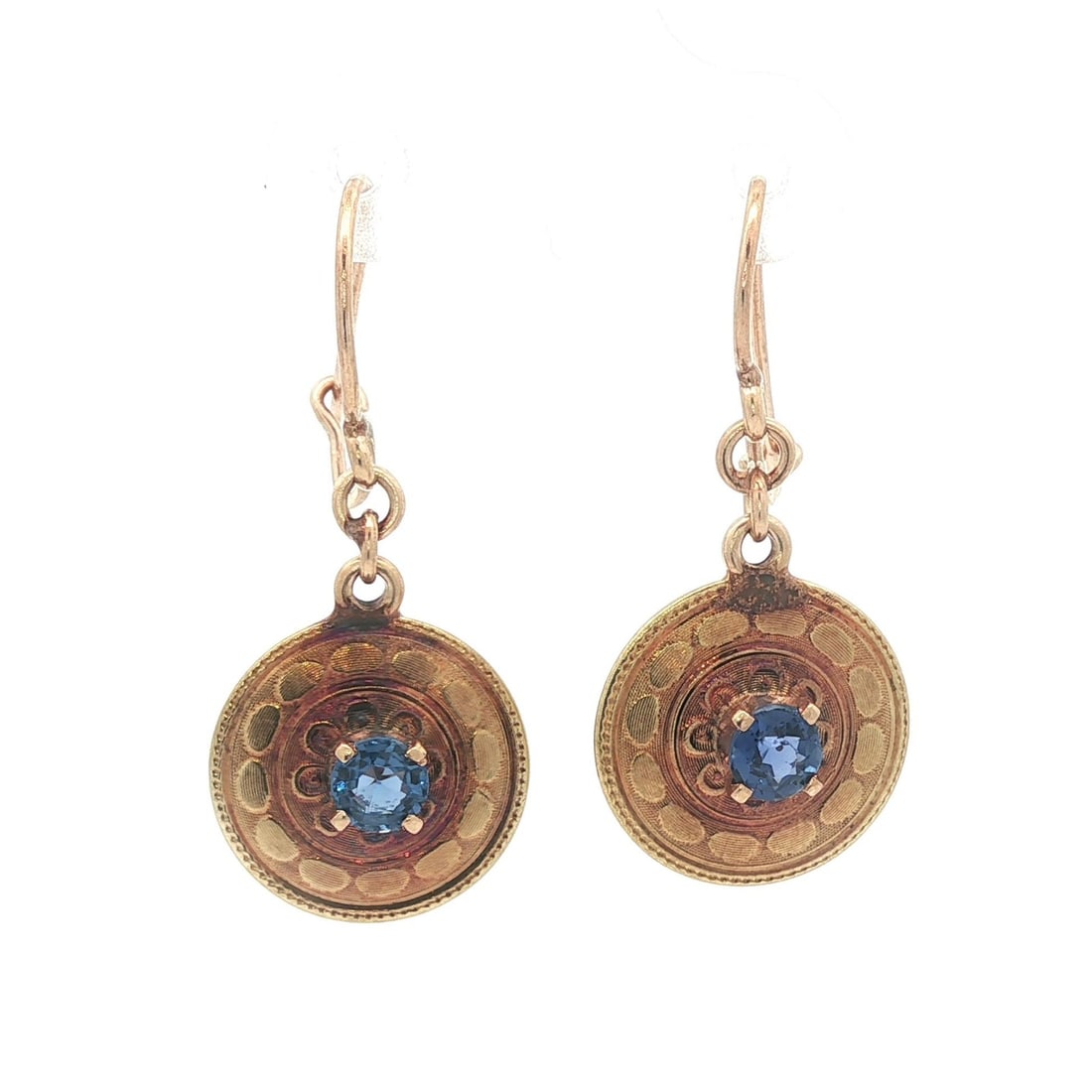 Antique Art Nouveau 0.70ctw Blue Sapphire Gold Drop Earrings (1 of 7)