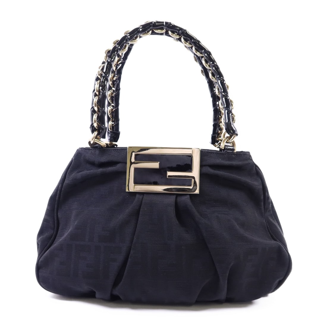 Fendi Black Canvas Shoulder Bag with Gold Hardware Model 88R615: Fendi Black Canvas Shoulder Bag with Gold Hardware Model 88R615 This FENDI shoulder bag features a sleek black canvas exterior with a classic design. Crafted in Italy, it offers both style and functio