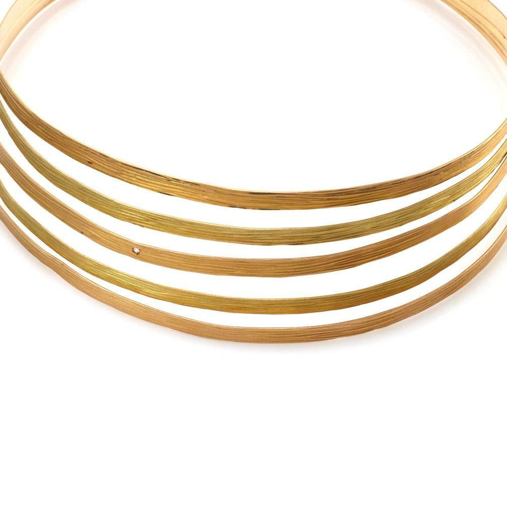 Roberto Coin 18k Pink Yellow Gold Diamond Flex Choker Necklace: Roberto Coin 18k Pink Yellow Gold Diamond Flex Choker Necklace Elevate your style with this chic and authentic wide choker necklace by Roberto Coin. Crafted from luxurious 18k pink and yellow gold, th