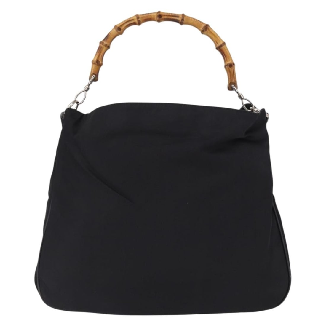 Black Canvas Gucci Bamboo Shoulder Purse Vintage Italian Design: Black Canvas Gucci Bamboo Shoulder Purse Vintage Italian Design This Gucci Vintage Bamboo Shoulder Bag is crafted from black canvas and features a signature bamboo shoulder strap. Designed for women,
