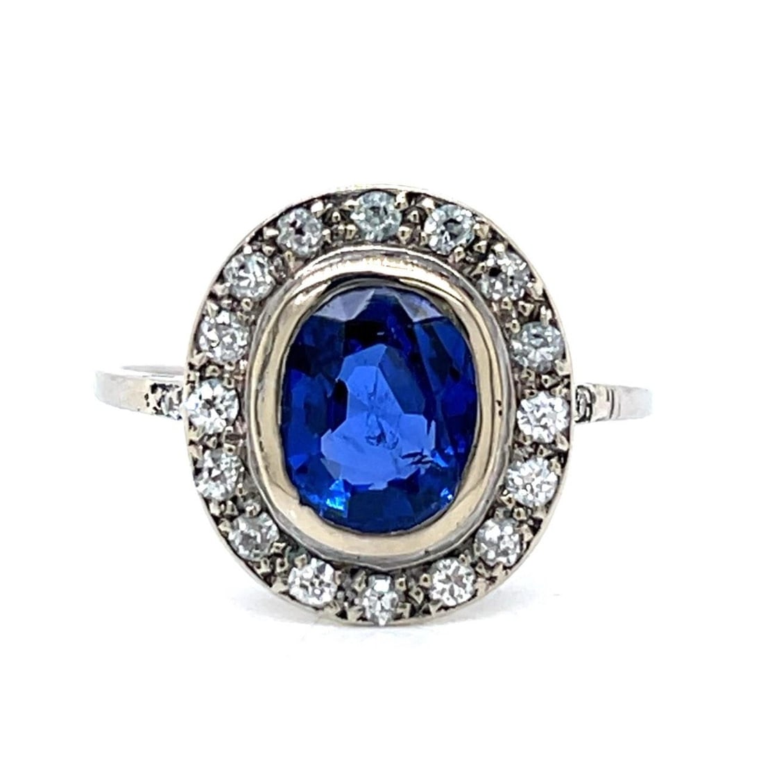 Art Deco Platinum 2.40 Ct Burma No-heat Sapphire Diamond Ring GCS Certified (1 of 5)