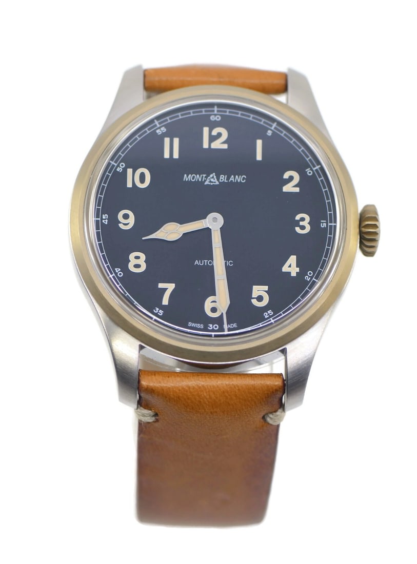 Montblanc 1858 Stainless Steel Watch 44mm with Box and Papers: Montblanc 1858 Stainless Steel Watch 44mm with Box and Papers Introducing the Montblanc 1858 Stainless Steel Watch, a perfect blend of elegance and functionality. This exquisite wristwatch features a