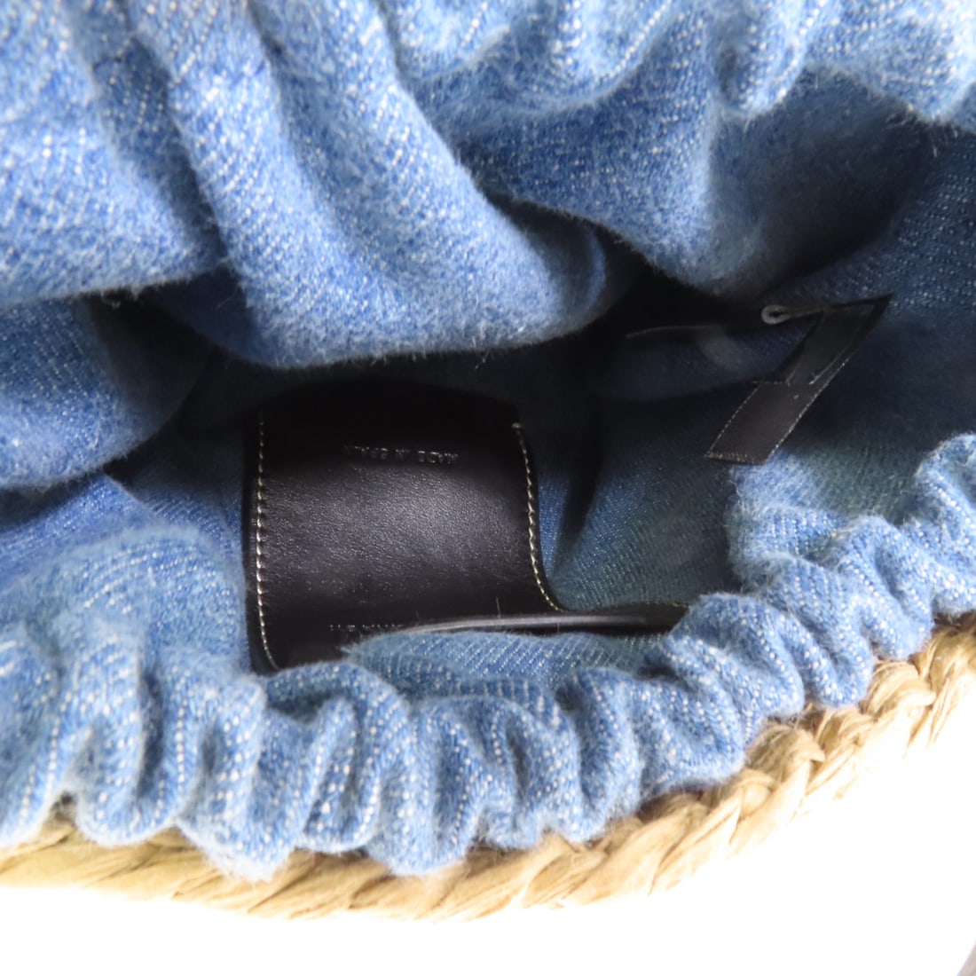 Chloe Woody Small Denim and Raffia Shoulder Basket Bag Brown and Blue - 6