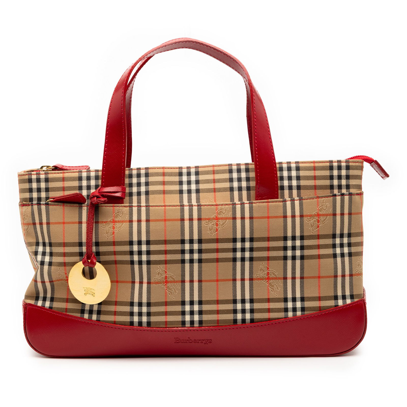 Burberry Haymarket Check Canvas Tote with Leather Trim and Zip Closure (1 of 6)