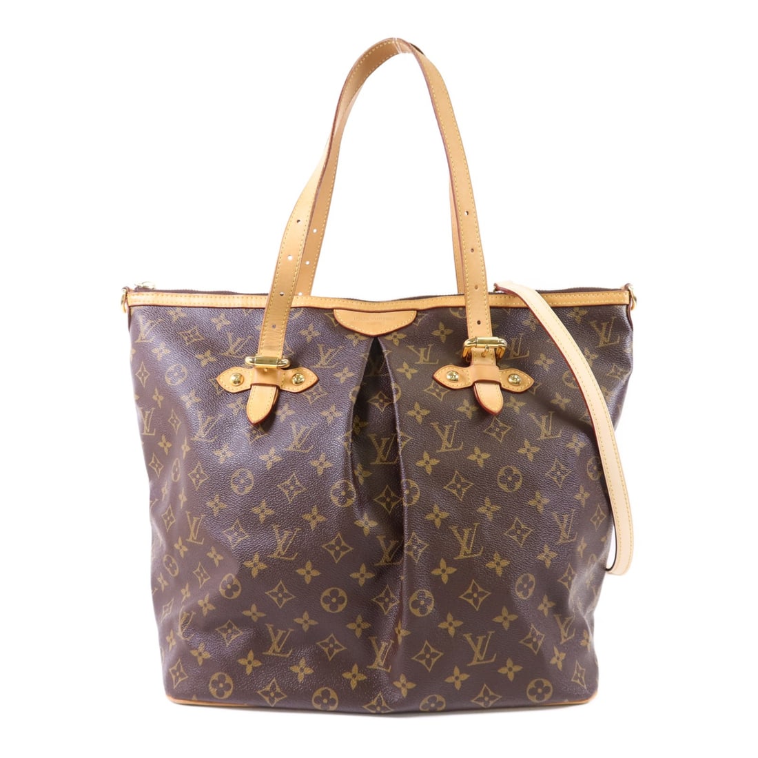 Louis Vuitton Palermo GM Monogram Canvas Shoulder Bag with Gold Hardware: Louis Vuitton Palermo GM Monogram Canvas Shoulder Bag with Gold Hardware This is a Louis Vuitton Palermo GM 2-way shoulder handbag in the classic Monogram brown pattern. Crafted from PVC coated