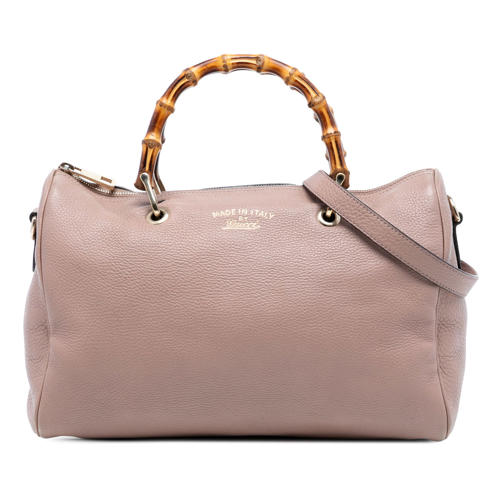Gucci Medium Pink Calfskin Bamboo Shopper Boston Bag: Gucci Medium Pink Calfskin Bamboo Shopper Boston Bag Elevate your style with the Gucci Medium Calfskin Bamboo Shopper Boston Bag. Crafted from high-quality leather, this chic satchel features elegant
