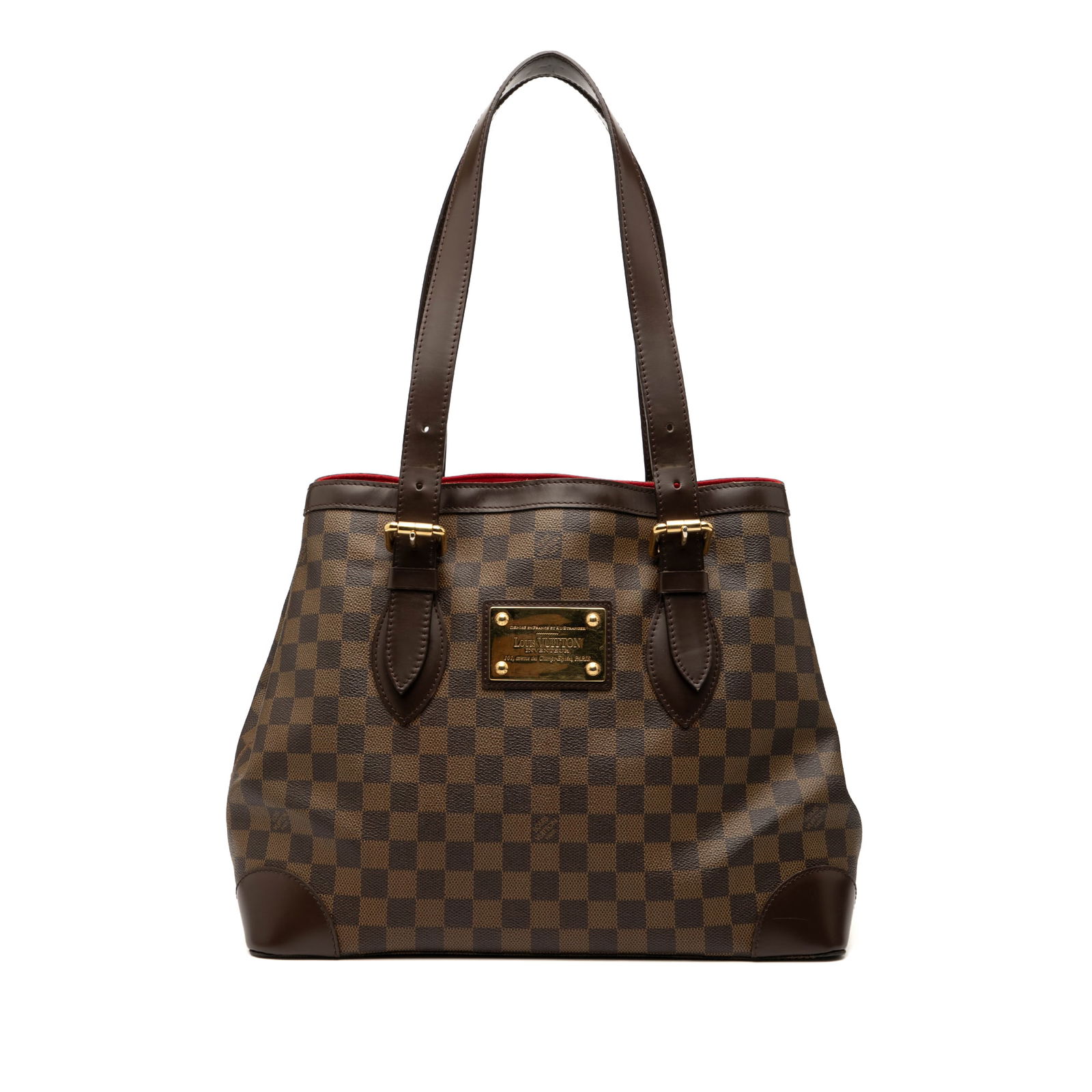 Louis Vuitton Damier Ebene Hampstead MM Leather Handbag: Louis Vuitton Damier Ebene Hampstead MM Leather Handbag The Louis Vuitton Damier Ebene Hampstead MM is a stylish handbag crafted from durable damier ebene canvas and complemented by leather trim. It f