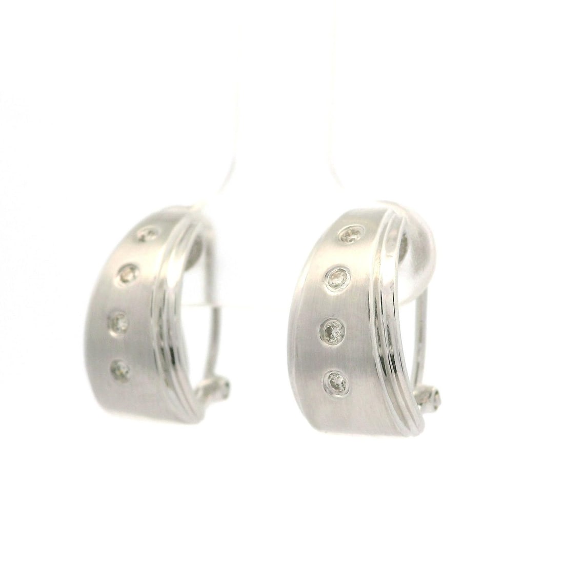 14k White Gold Tapered Huggie Hoop Earrings with Diamonds (1 of 11)
