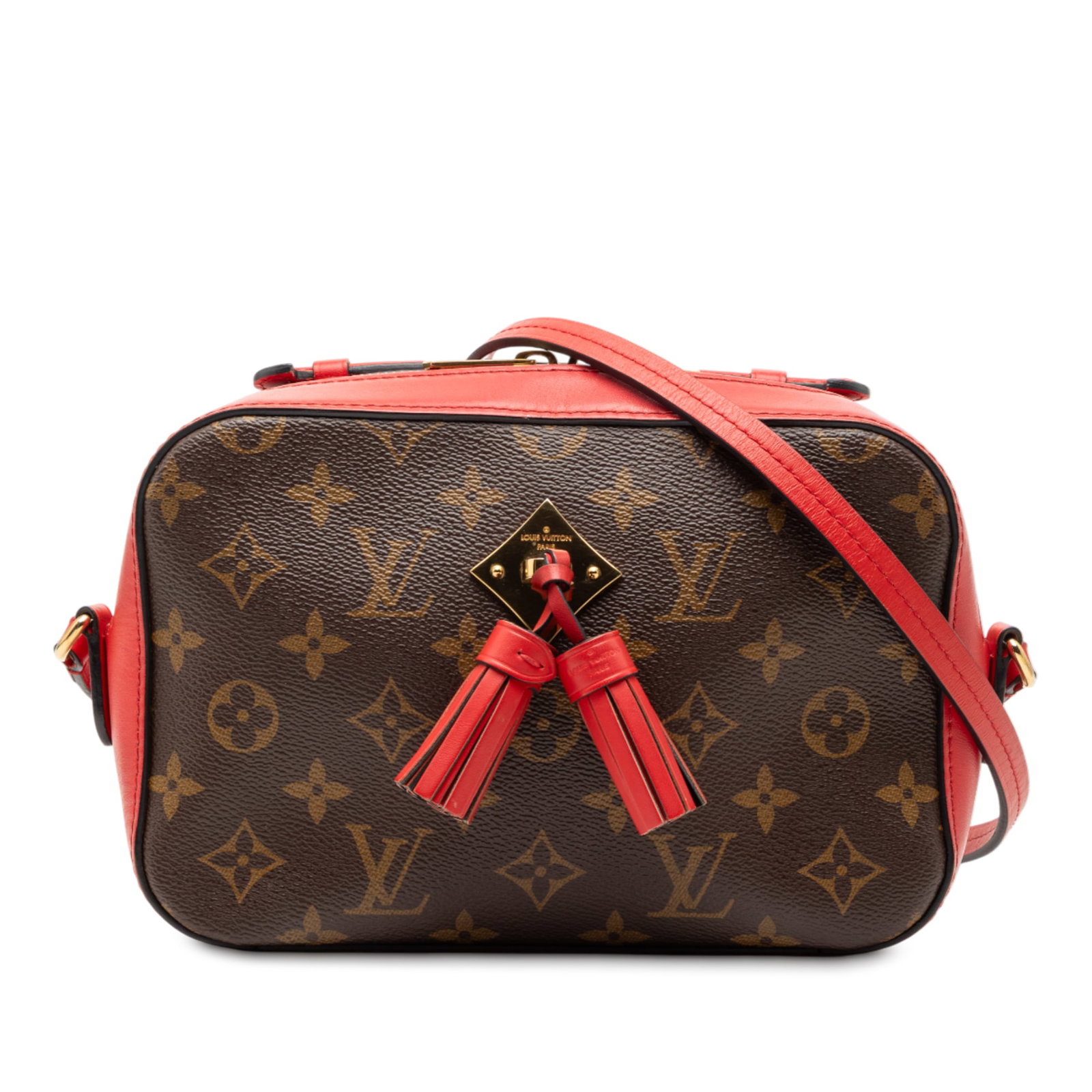 Louis Vuitton Saintonge Brown Monogram Canvas Shoulder Bag with Leather Trim: Louis Vuitton Saintonge Brown Monogram Canvas Shoulder Bag with Leather Trim The Louis Vuitton Monogram Saintonge features a monogram canvas body with leather trim, a flat leather top handle, a flat l