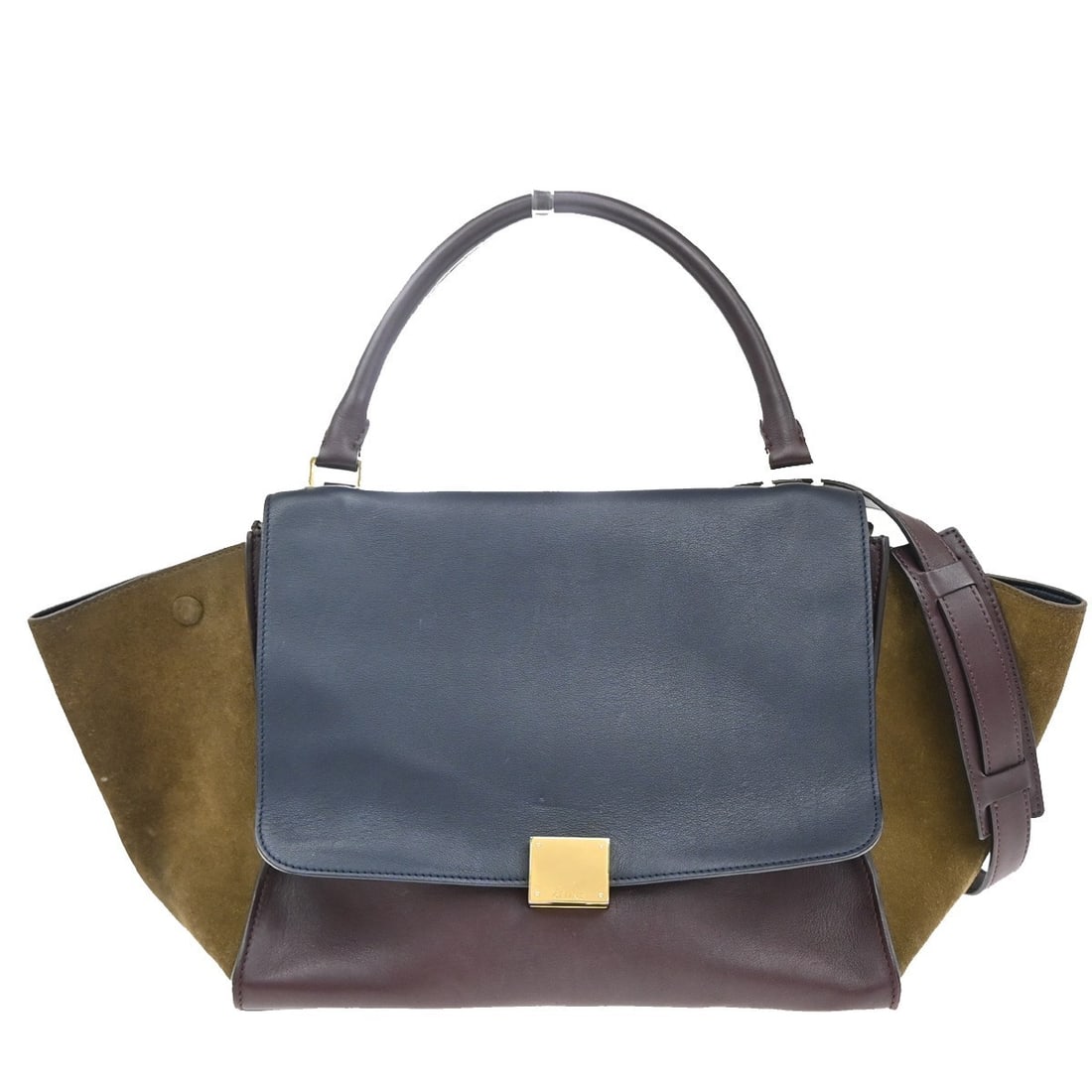 Celine Leather Multicolor Trapeze Handbag 30cm by 22.5cm by 18cm: Celine Leather Multicolor Trapeze Handbag 30cm by 22.5cm by 18cm This Celine Tricolor Trapeze Bag is crafted from high-quality leather and features a multicolor design. Designed for women, the bag off