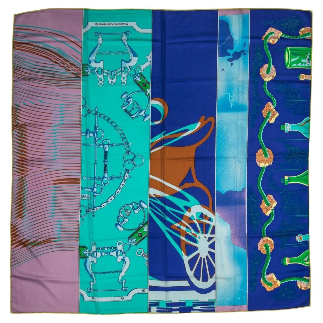 Hermes Multicolor Cashmere Silk Shawl 52x52 Hand Rolled Edges (1 of 6)