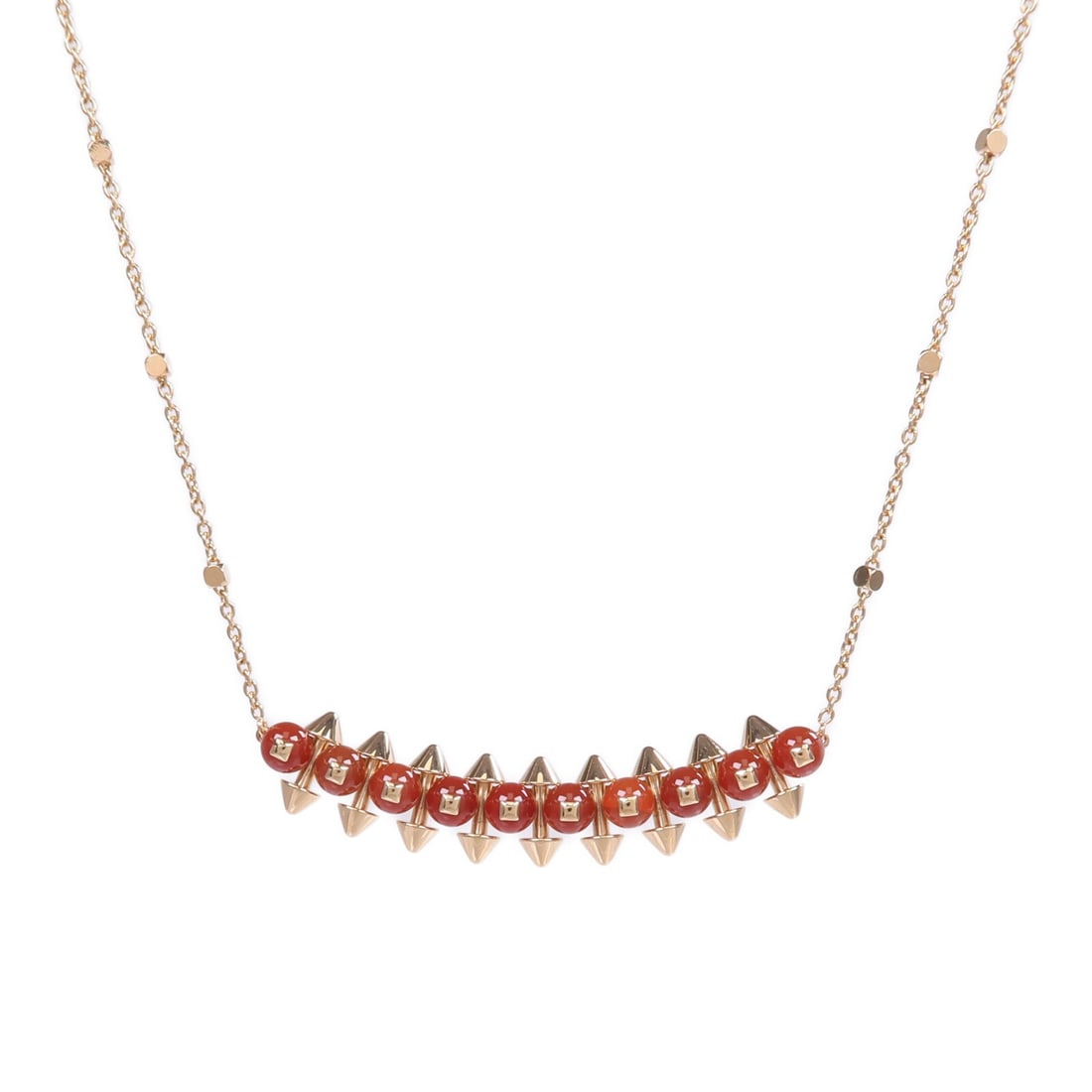 Clash de Cartier Necklace in 18K Pink Gold with Red Agate Pendant: Clash de Cartier Necklace in 18K Pink Gold with Red Agate Pendant This Cartier Clash de Cartier pendant necklace features a striking red-dyed agate set in 18K pink gold. Designed in France, the neckla