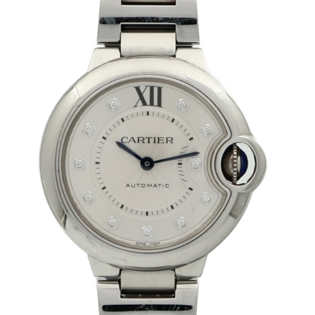 Ballon Bleu de Cartier Diamond Stainless Steel Automatic Wristwatch Silver Dial (1 of 18)