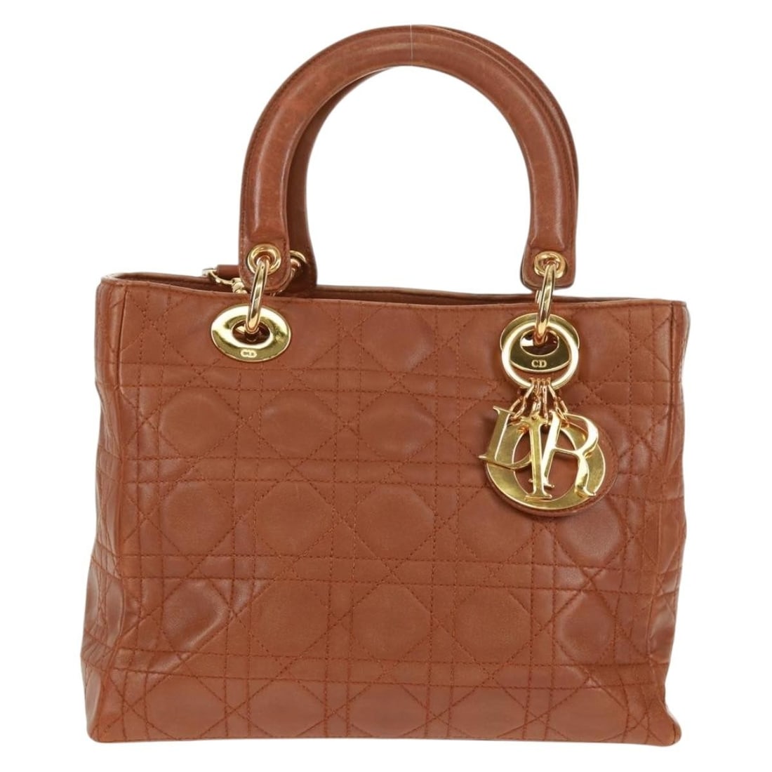 Vintage Christian Dior Lady Dior Lambskin Leather Handbag Brown: Vintage Christian Dior Lady Dior Lambskin Leather Handbag Brown This vintage Lady Dior bag from Christian Dior features brown lambskin leather with the signature Cannage quilt pattern. It is designed