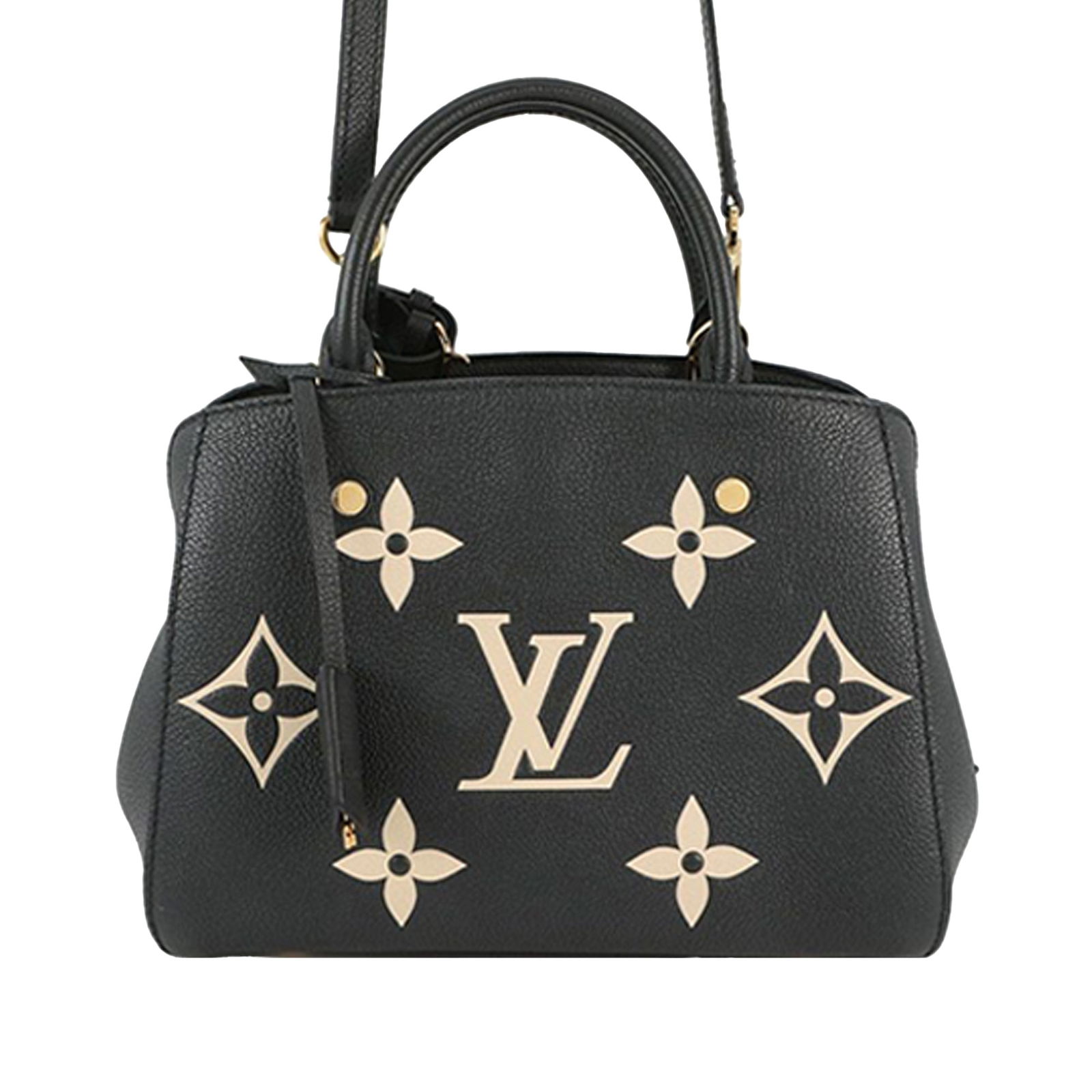 Louis Vuitton Montaigne BB Black Leather Bicolor Monogram Empreinte Giant Bag (1 of 15)