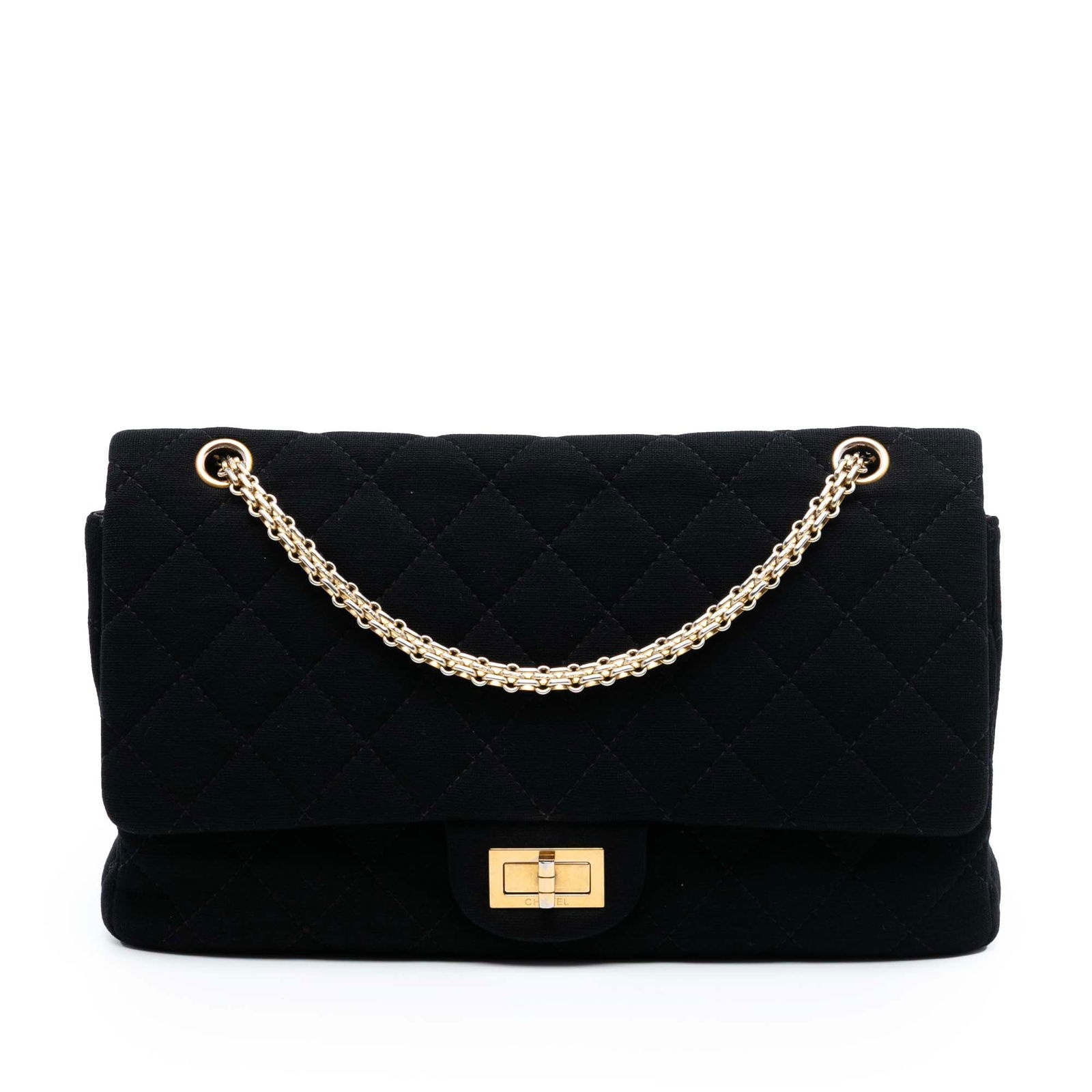 Black Chanel Reissue 2.55 Jersey 227 Double Flap Shoulder Bag (1 of 7)