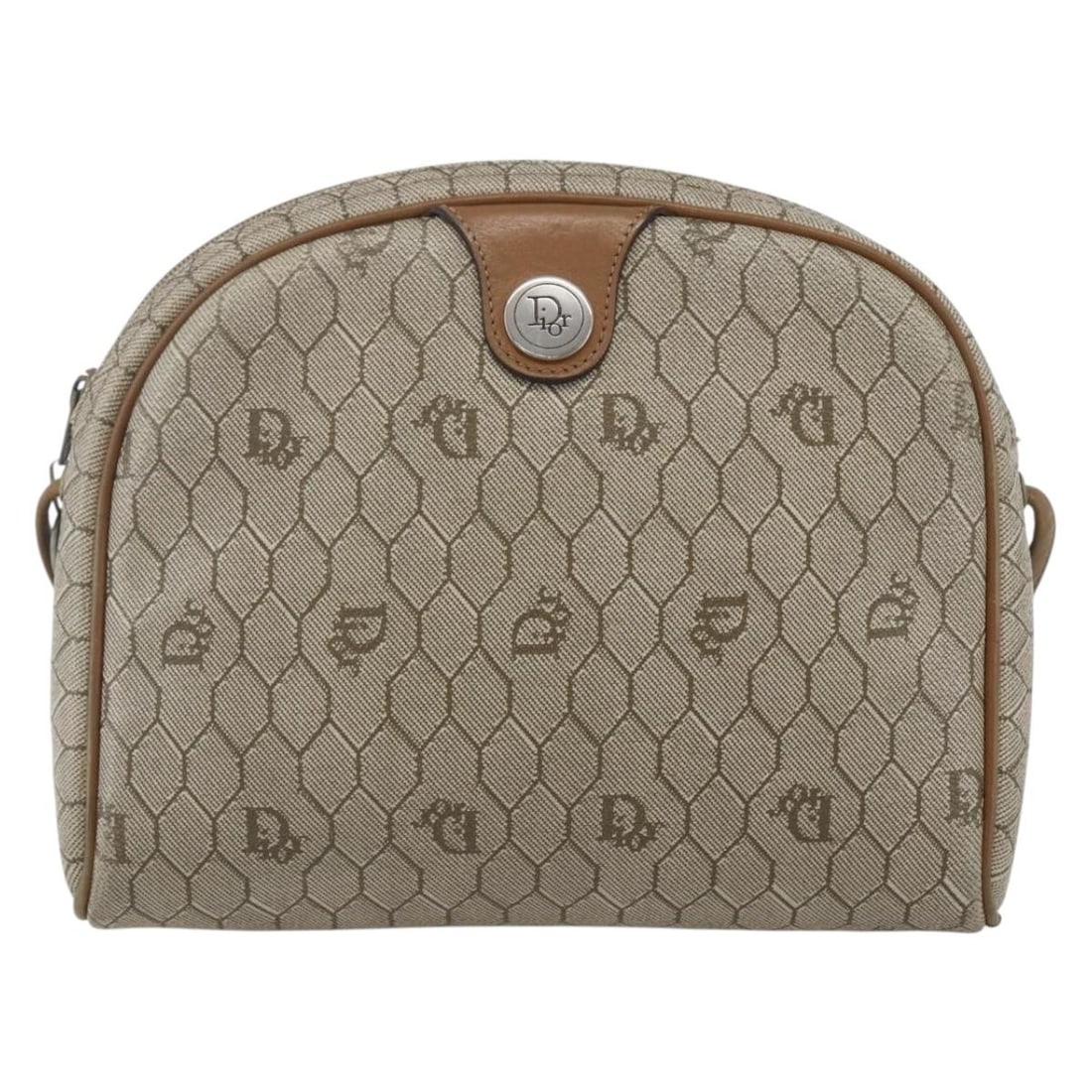 Beige Canvas and Leather Christian Dior Honeycomb Shoulder Purse: Beige Canvas and Leather Christian Dior Honeycomb Shoulder Purse This Christian Dior Vintage Honeycomb Shoulder Bag features a beige canvas body with leather accents. Designed for women, the bag shows