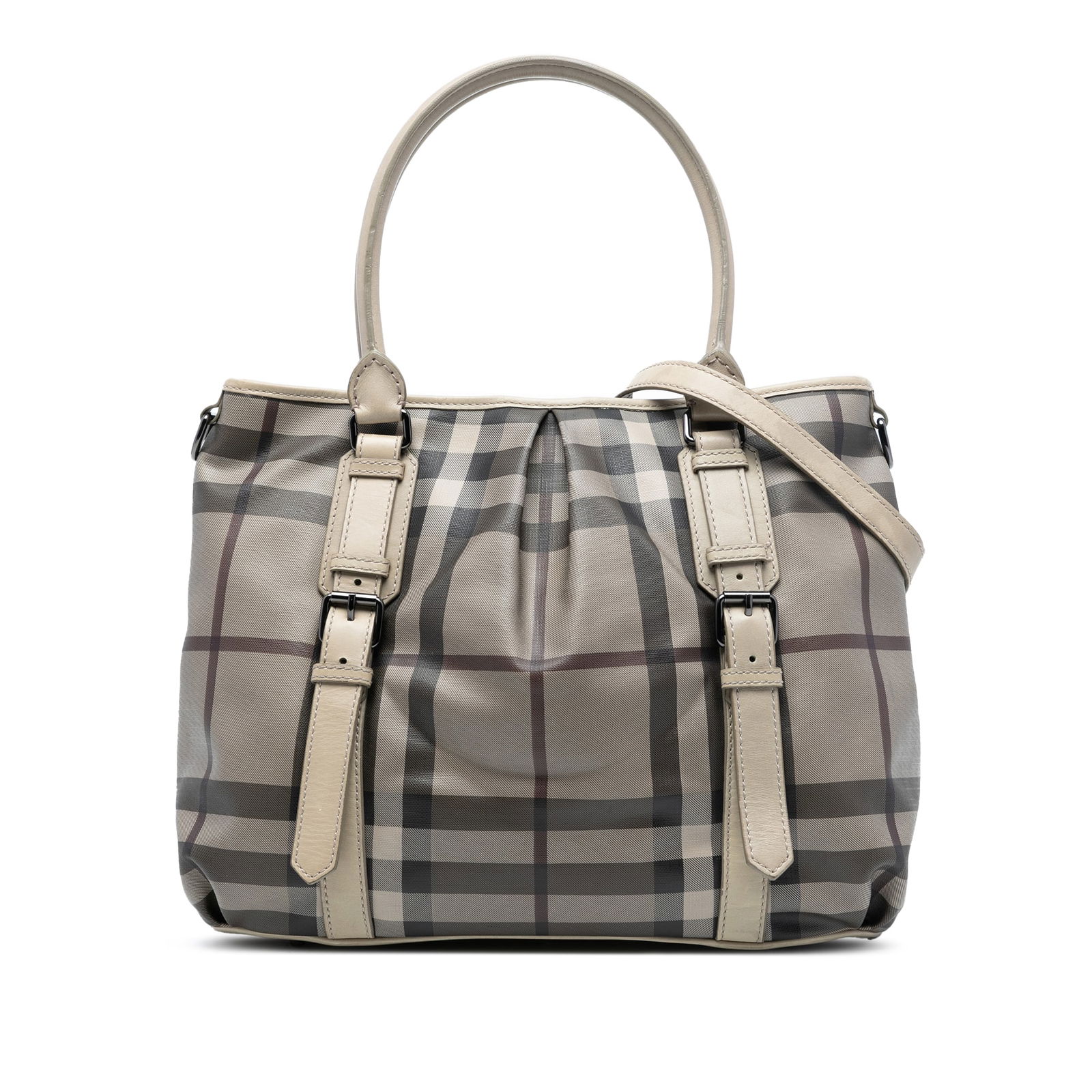 Northfield Satchel in Smoke Check Coated Canvas with Leather Trim by Burberry (1 of 8)