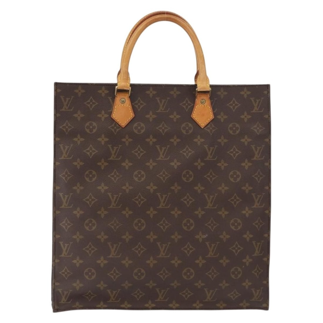 Louis Vuitton Monogram Canvas Sac Plat Tote Bag for Women: Louis Vuitton Monogram Canvas Sac Plat Tote Bag for Women This Louis Vuitton Sac Plat tote bag is crafted from monogram canvas in brown, designed for women. It features signs of wear including loss of