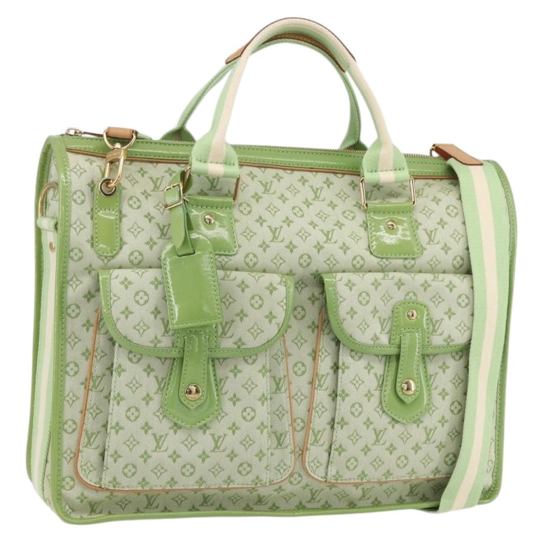 Mini Sac Marie Kate 48H Almond Green Monogram Canvas Bag with Accessories: Mini Sac Marie Kate 48H Almond Green Monogram Canvas Bag with Accessories This Louis Vuitton Mini Sac Marie Kate 48H handbag in Almond Green features the Monogram Mini Canvas exterior. The bag include