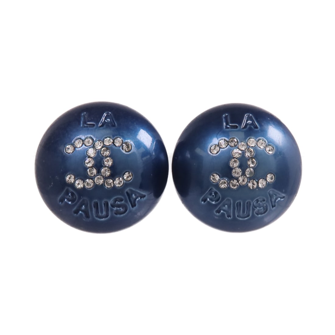 Chanel Pierced Earrings CC Logo Gold Tone with Blue and Clear PVC Accents: Chanel Pierced Earrings CC Logo Gold Tone with Blue and Clear PVC Accents These CHANEL CC pierced earrings feature a combination of gold-toned metal and PVC in blue and clear colors. Made in France, t