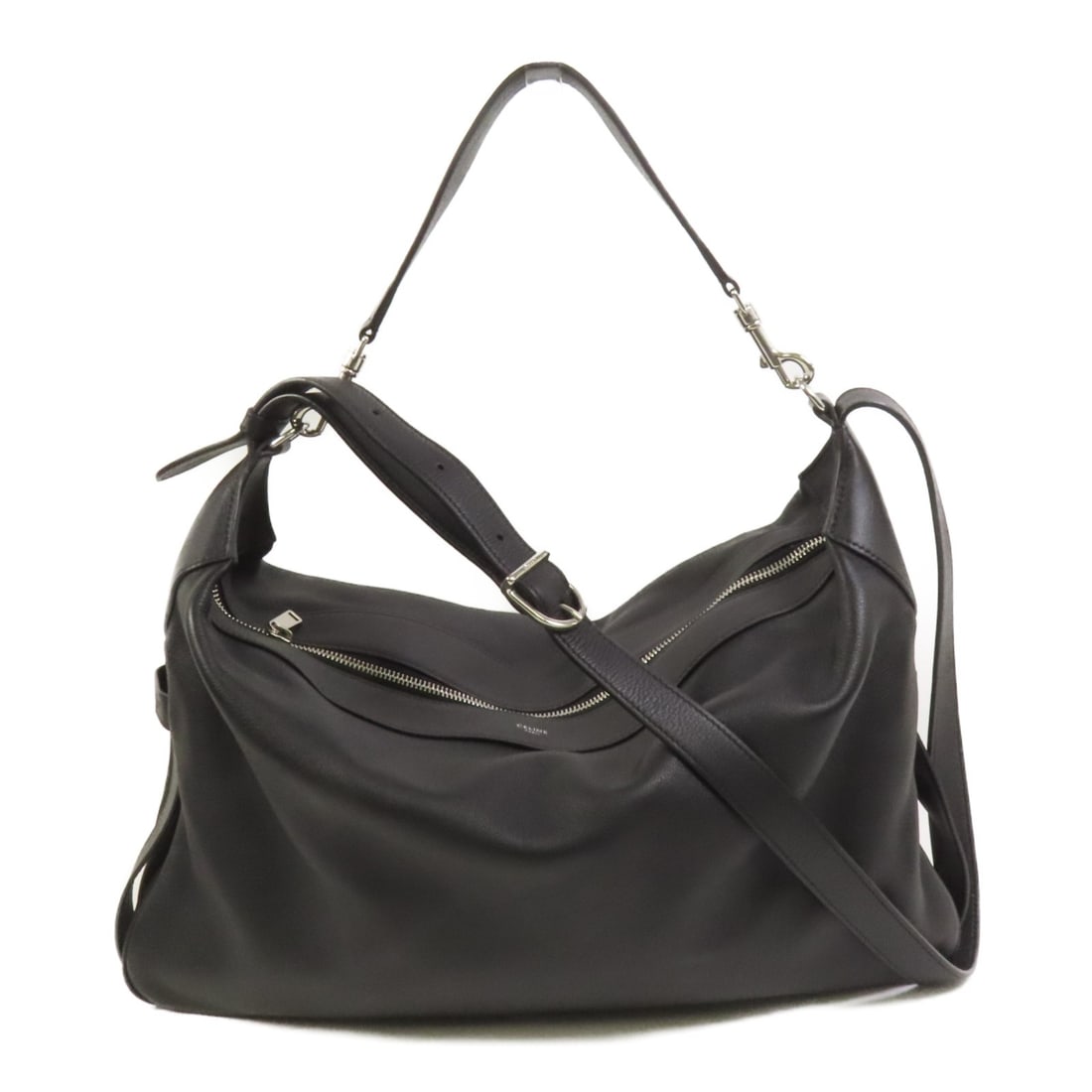 Celine Romy Black Calfskin Leather 2way Shoulder Handbag with Silver Hardware: Celine Romy Black Calfskin Leather 2way Shoulder Handbag with Silver Hardware This CELINE Romy 2-way shoulder bag is crafted from black calfskin leather and offers versatile carrying options as both a