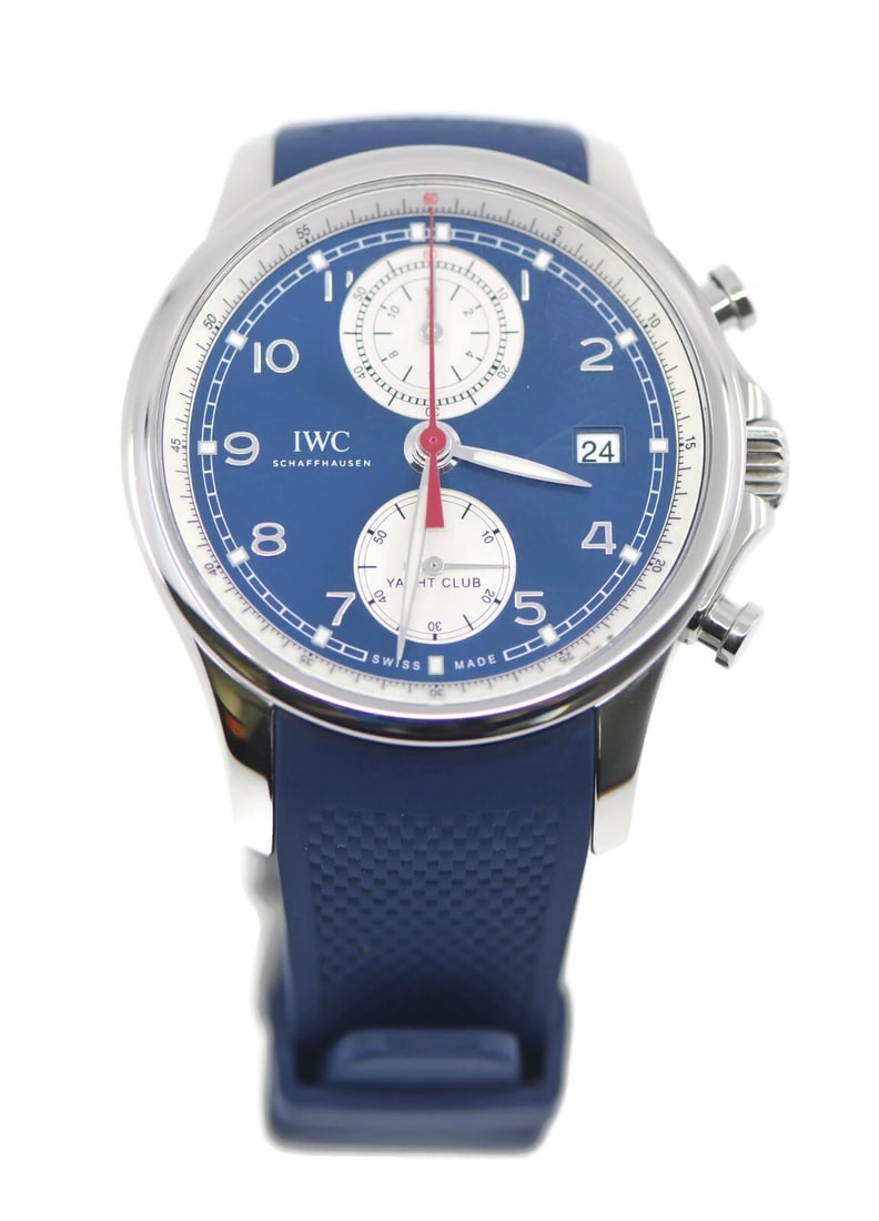 IWC Portuguese Yacht Club IW390507 Stainless Steel Watch with Box and Papers: IWC Portuguese Yacht Club IW390507 Stainless Steel Watch with Box and Papers This IWC Portuguese Yacht Club watch combines elegance and functionality with its striking blue color scheme. The wristwatc