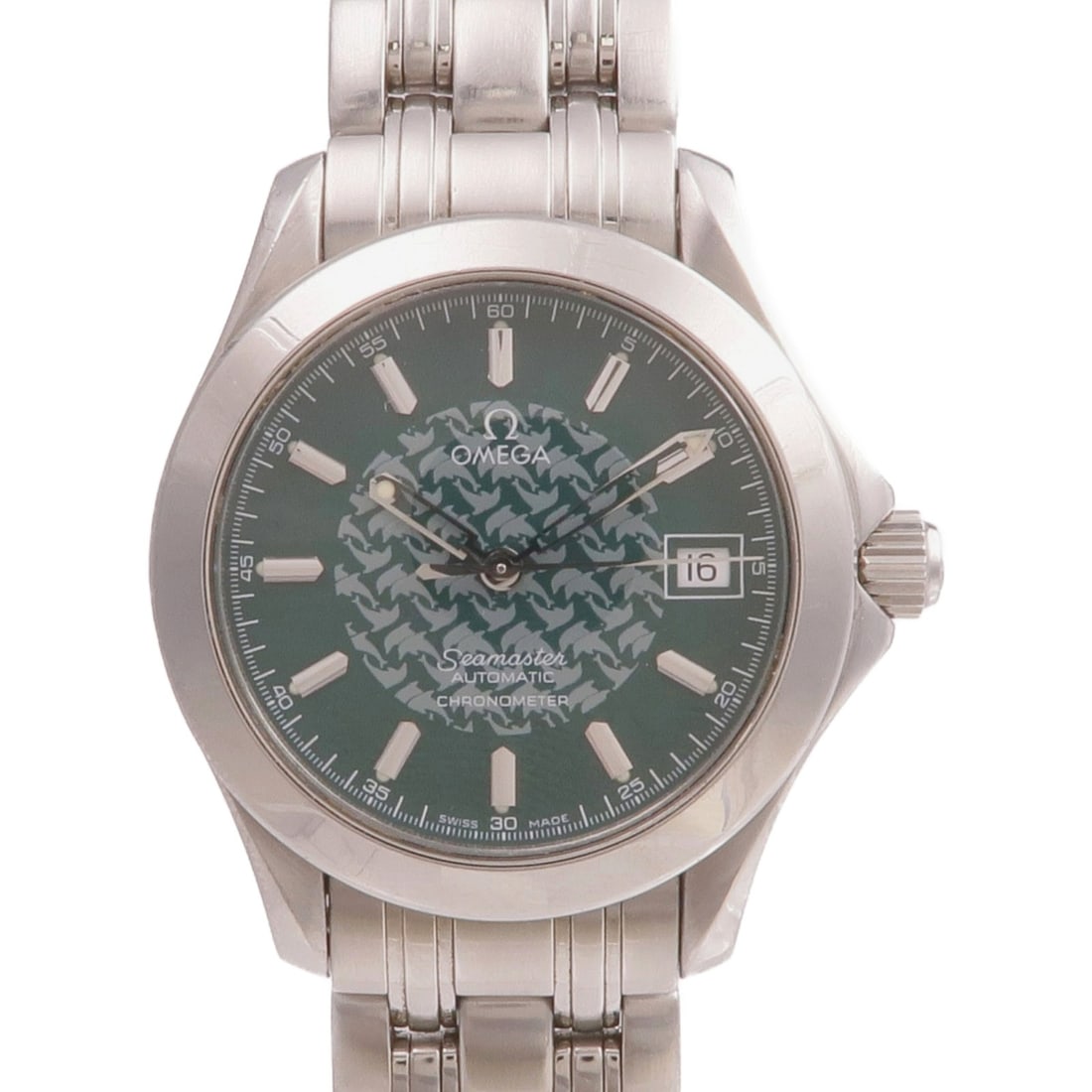 Seamaster 2506.7 Stainless Steel Green Dial Automatic Wristwatch by Omega: Seamaster 2506.7 Stainless Steel Green Dial Automatic Wristwatch by Omega This OMEGA Seamaster 2506.7 is a classic automatic wristwatch crafted from stainless steel and features a striking green dial