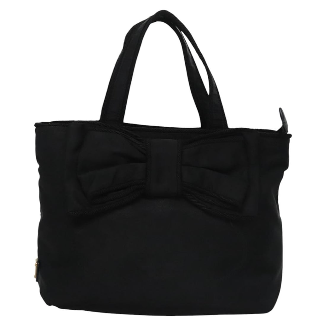 Prada Tessuto Nylon Bow Accent Handbag 30cm by 20cm by 11cm: Prada Tessuto Nylon Bow Accent Handbag 30cm by 20cm by 11cm This Prada Logo Bow Tote for women features a black nylon exterior with a signature bow detail. It measures 30cm x 20cm x 11cm and is crafte