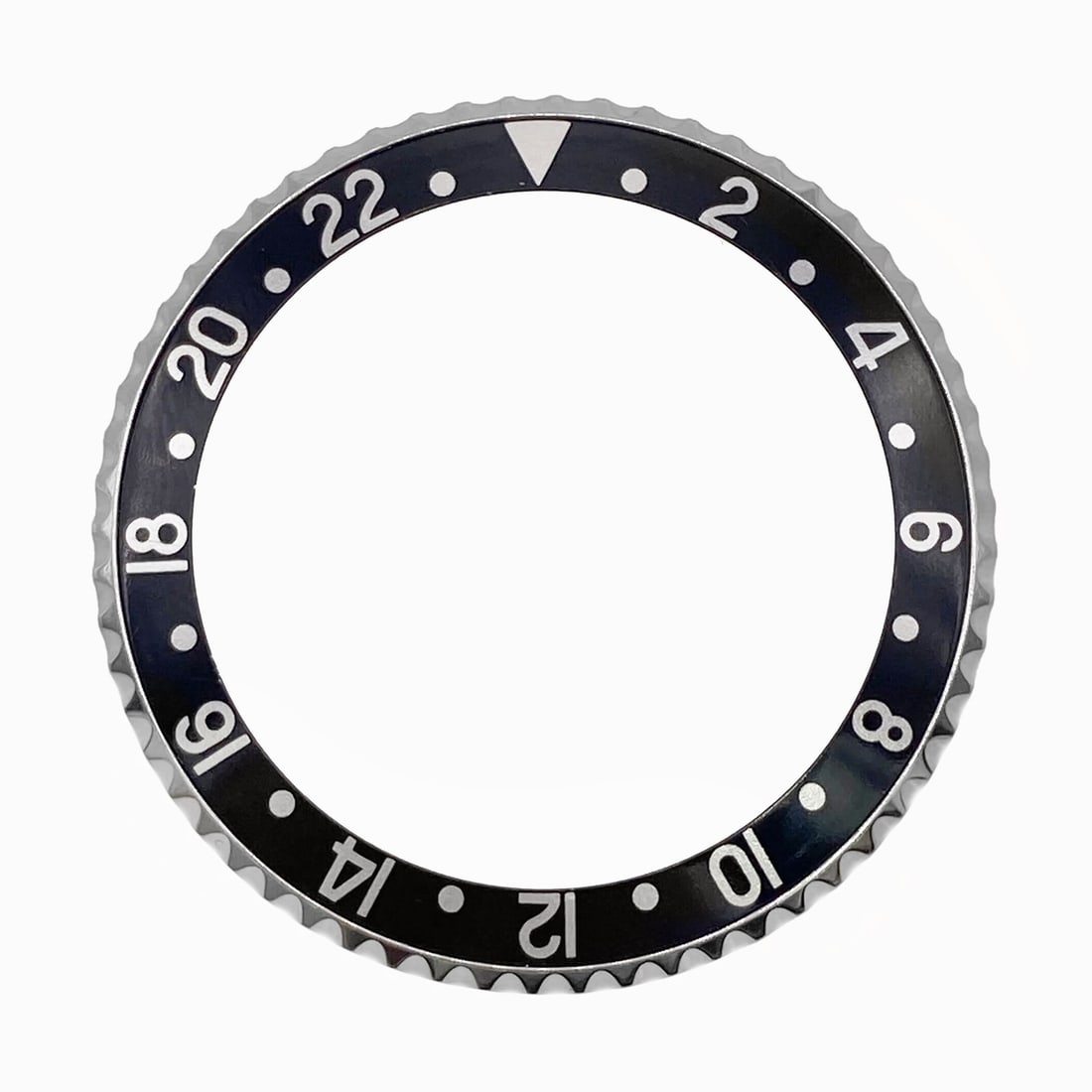 Rolex GMT-Master II 16710 Black Aluminum Steel Bezel: Rolex GMT-Master II 16710 Black Aluminum Steel Bezel Upgrade your Rolex GMT-Master with this authentic steel and aluminum black insert watch bezel. Designed specifically for the old models, this bezel