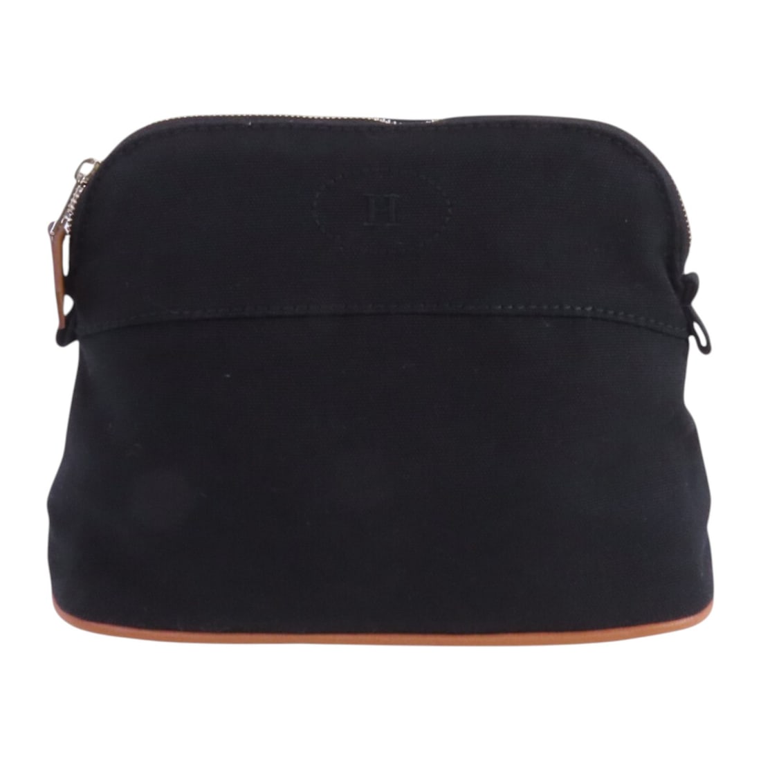 HERMES Bolide Pouch Black Cotton Canvas: HERMES Bolide Pouch Black Cotton Canvas Introducing the HERMES Bolide Pouch, a stylish accessory crafted from durable cotton canvas in a sleek black color. This pouch features a compact design perfect