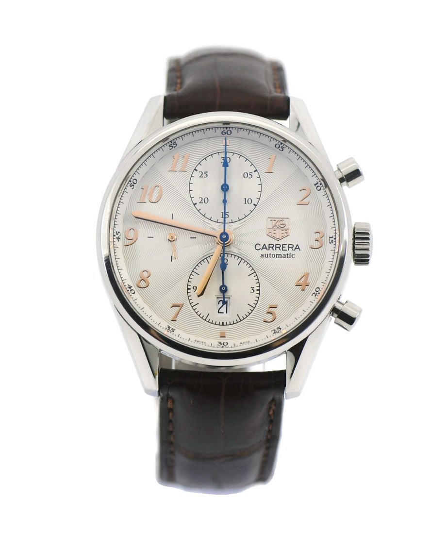 Carrera Heritage CAS2112 Wristwatch by Tag Heuer with Box and Papers: Carrera Heritage CAS2112 Wristwatch by Tag Heuer with Box and Papers This TAG Heuer Carrera Heritage wristwatch features a 41 mm stainless steel case and an automatic mechanical movement. The watch is