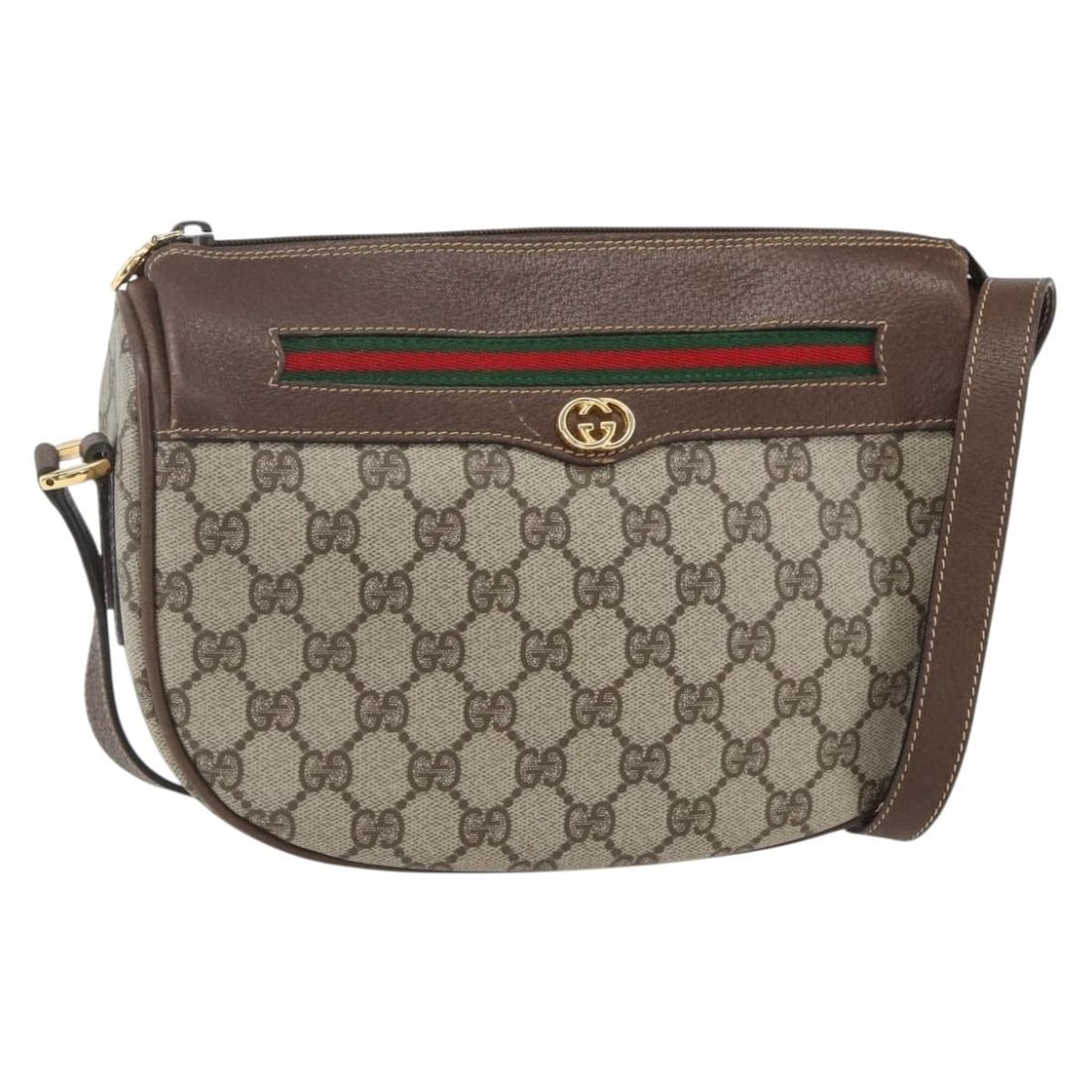 GUCCI GG Supreme Sherry Line Beige Gold PVC Shoulder Bag Auth 001 123 0918: GUCCI GG Supreme Sherry Line Beige Gold PVC Shoulder Bag Auth 001 123 0918 This authentic GUCCI GG Supreme Web Sherry Line Shoulder Bag is a stylish accessory made from durable PVC leather in a sophis
