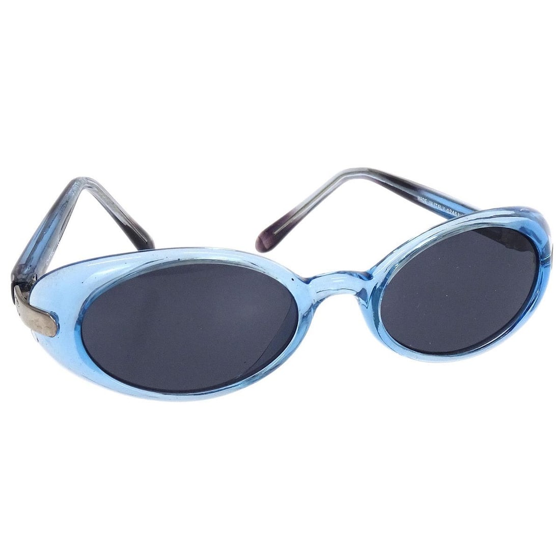 Blue Acrylic CC Logos Sunglasses by Chanel Model 02461 9040: Blue Acrylic CC Logos Sunglasses by Chanel Model 02461 9040 Chanel CC Logos sunglasses feature a blue acrylic frame paired with black acrylic lenses. These sunglasses are crafted in Italy and are desi