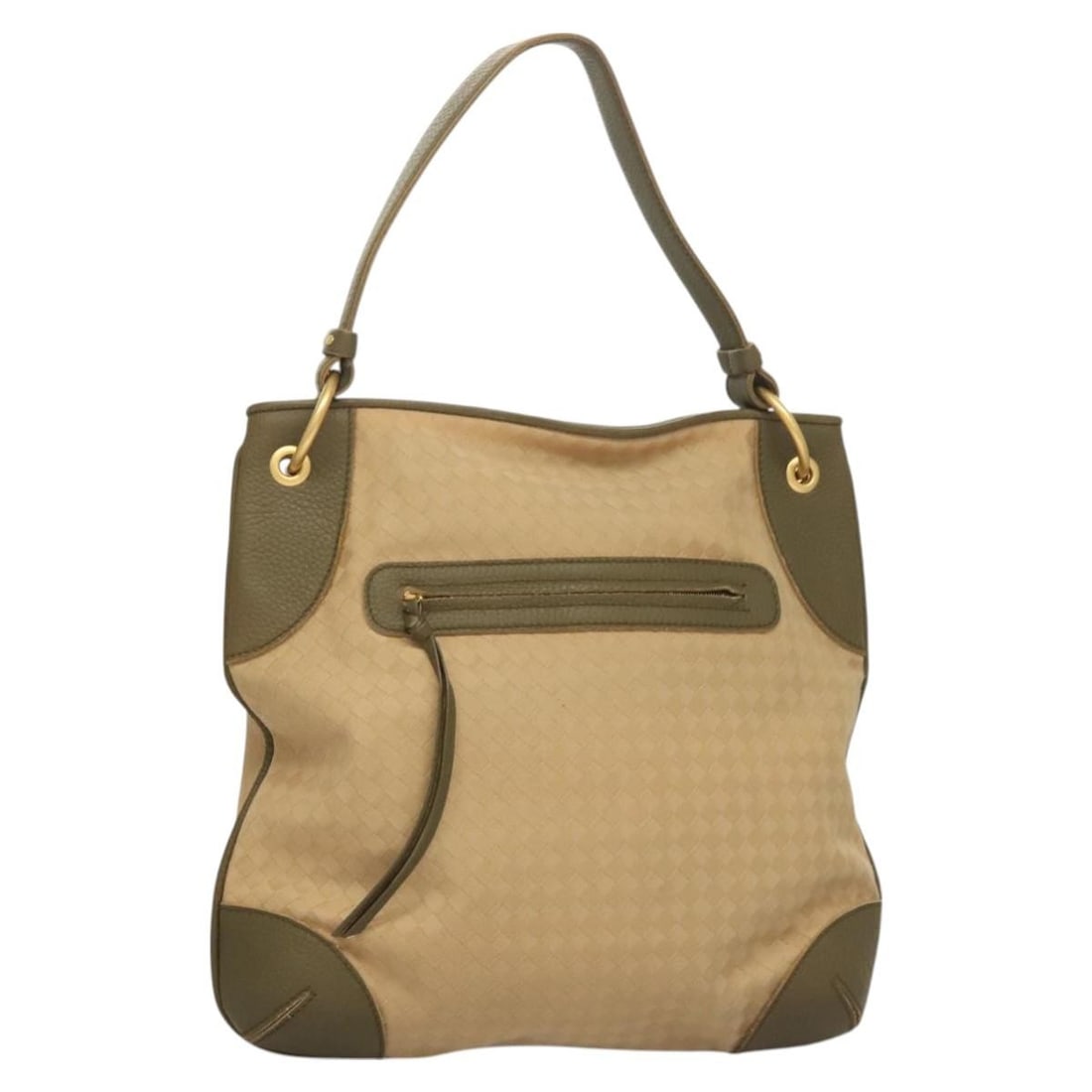 Vintage Bottega Veneta Beige Canvas Shoulder Bag 37cm Italy: Vintage Bottega Veneta Beige Canvas Shoulder Bag 37cm Italy This Bottega Veneta vintage shoulder bag is crafted from beige canvas with leather accents, designed for female use. The bag features a shou
