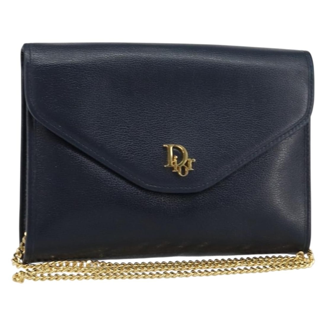 Christian Dior Leather Navy Chain Flap Shoulder Bag Vintage: Christian Dior Leather Navy Chain Flap Shoulder Bag Vintage This Christian Dior vintage chain flap shoulder bag is crafted from navy leather, designed for female use. It features a classic flap style